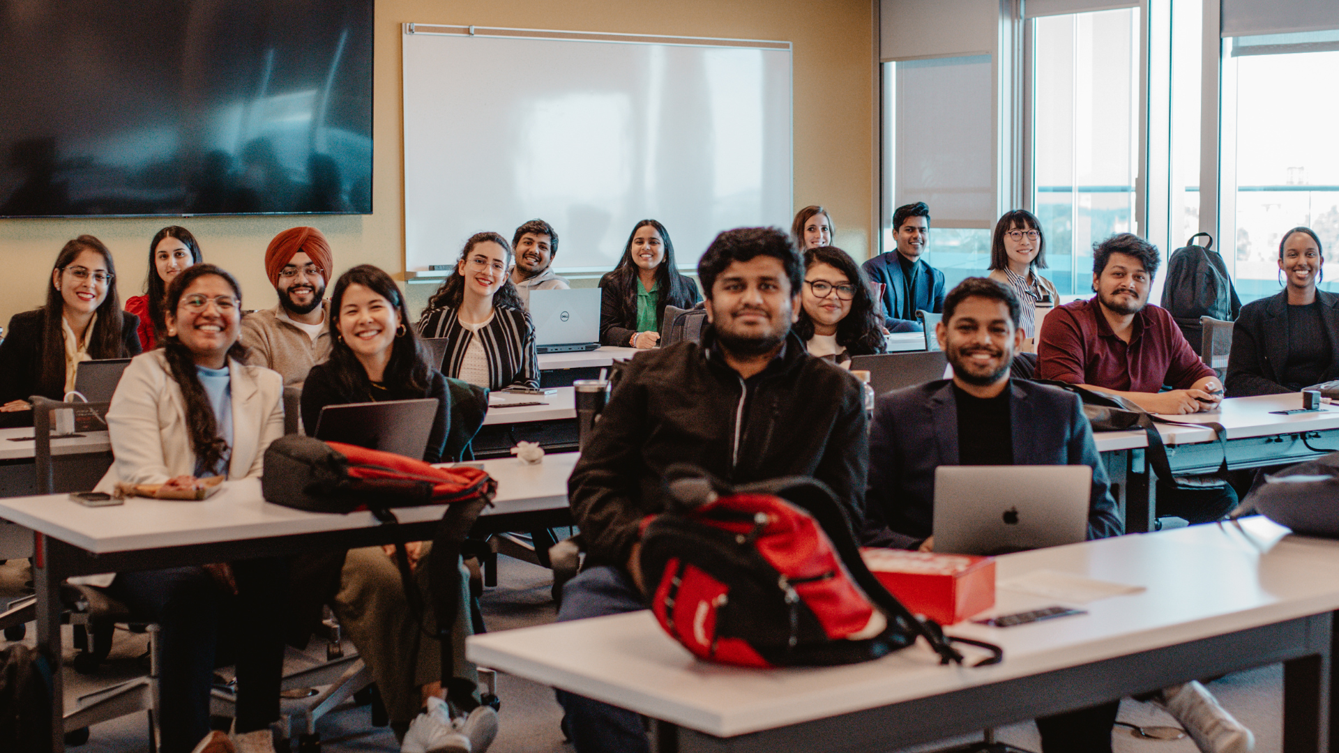 MBA students sitting together in class.