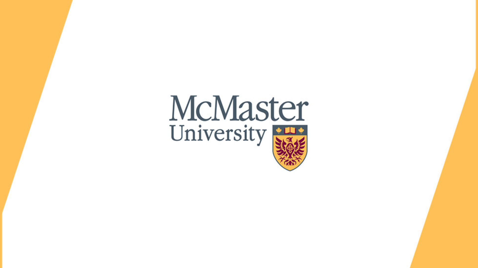 McMaster University logo displayed prominently on a vibrant yellow and white background.