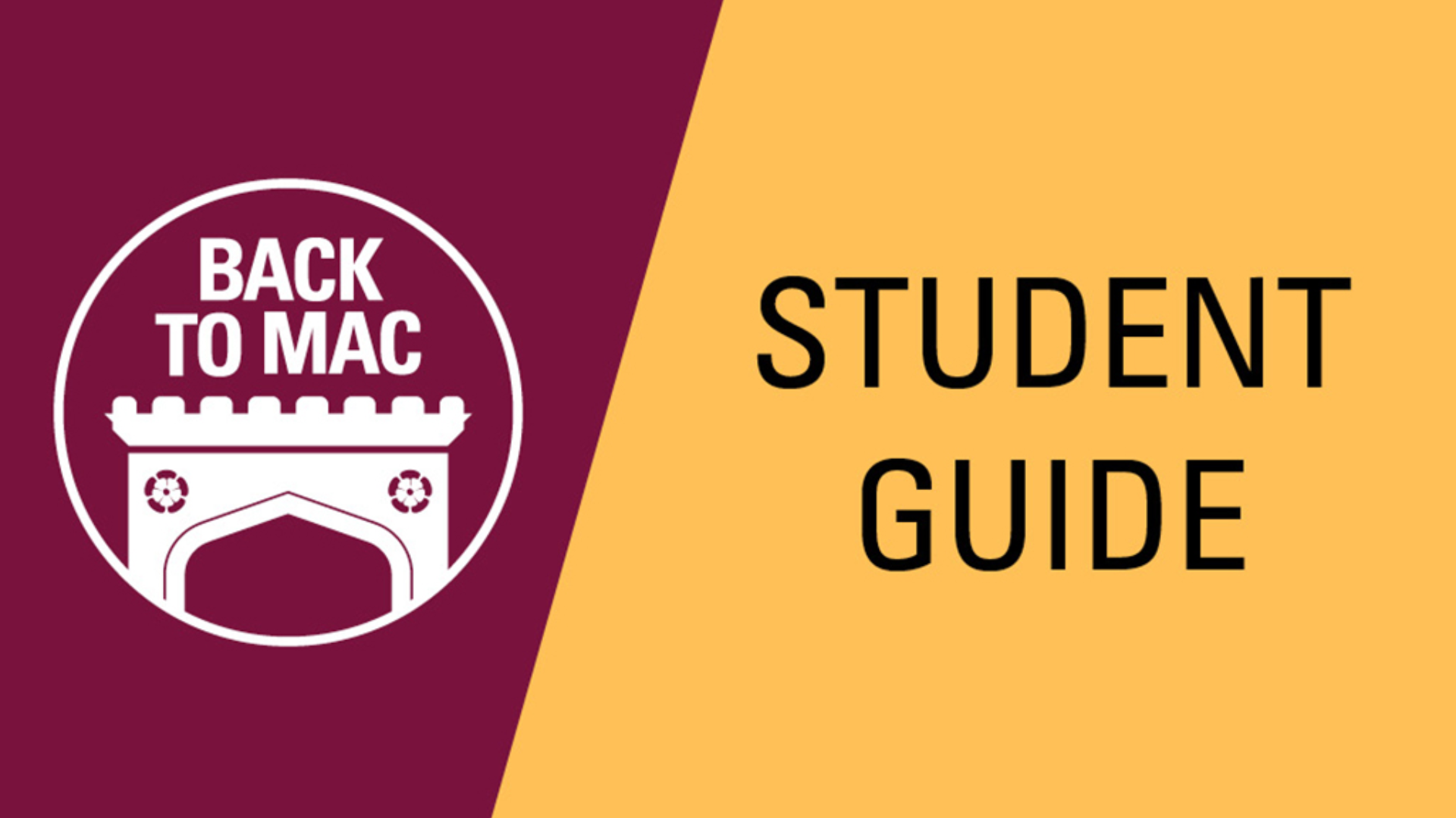 Graphic of the Back to Mac logo with 'Student Guide' text, set against a maroon and yellow backdrop.