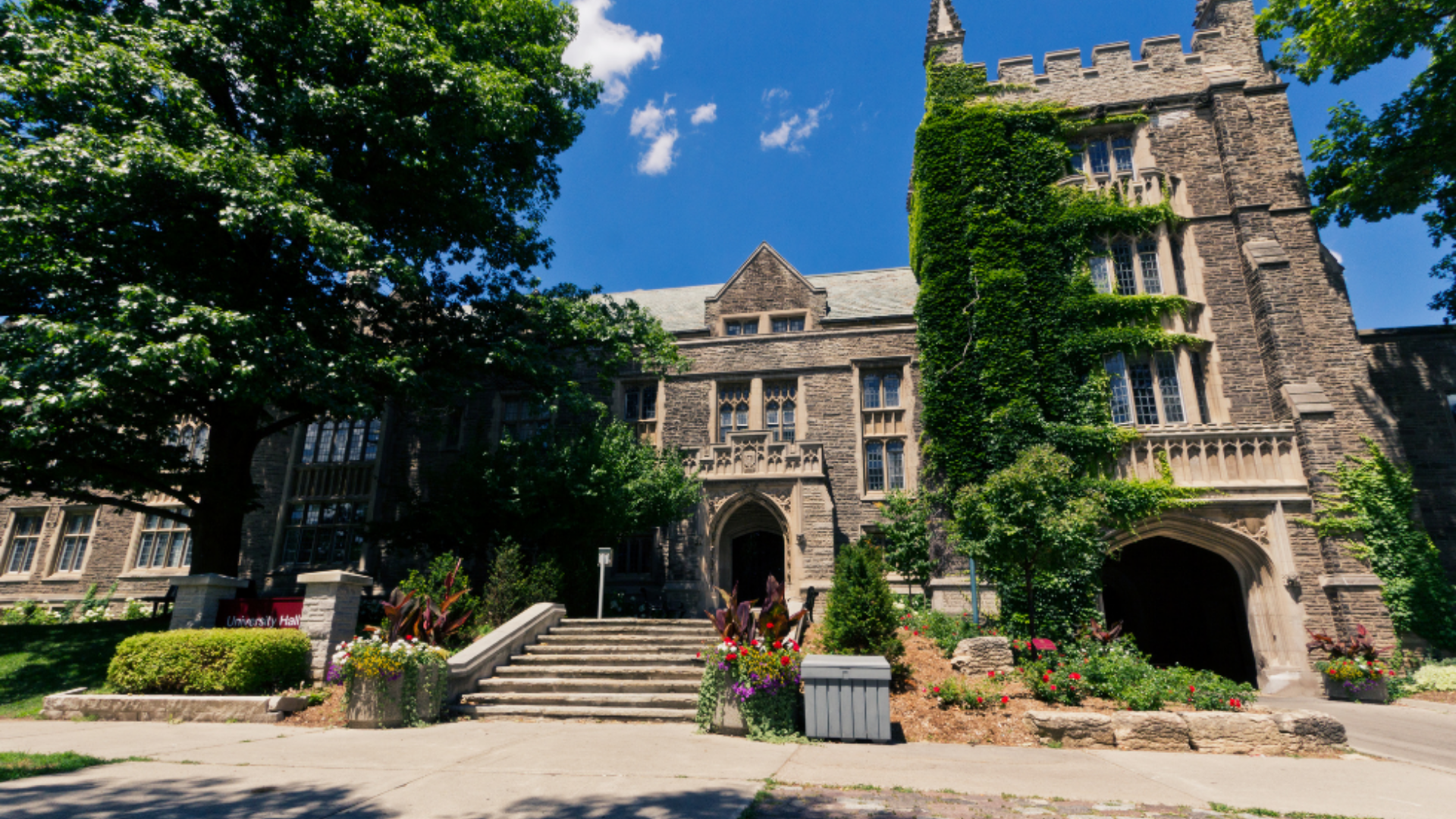 McMaster Hamilton Hall, a large stone structured building.