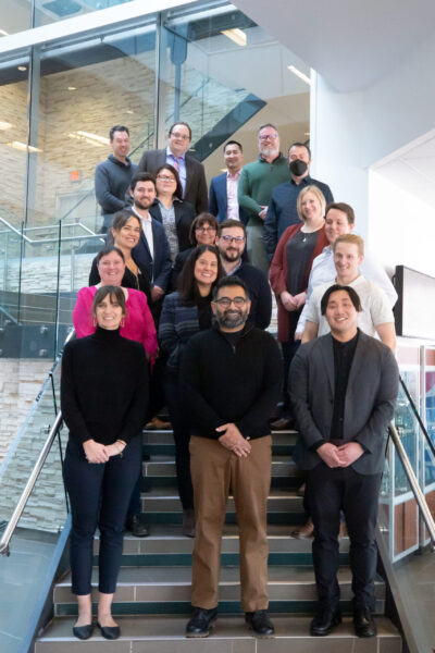 Conservation Halton Emerging Innovation Leaders program participants standing on the stairs of a building.