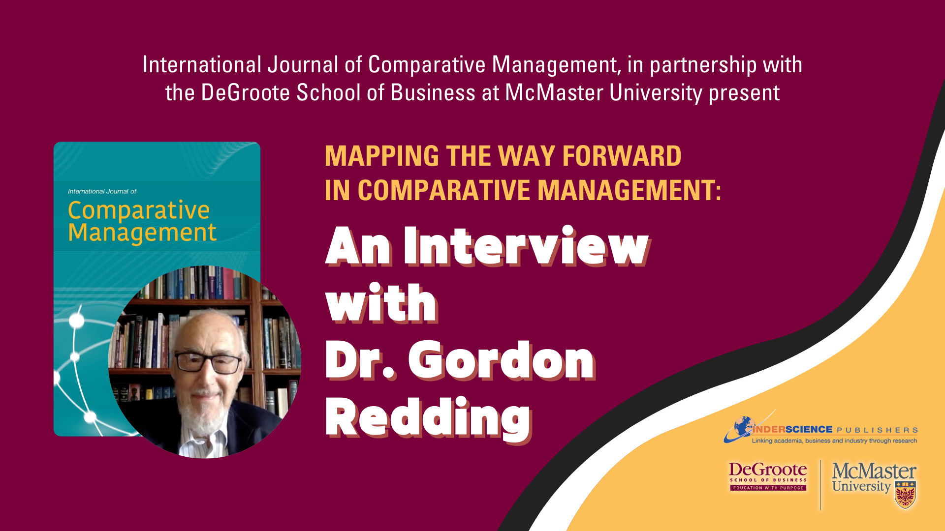 Dr. Gordon Redding smiling, accompanied by the text 'An interview with Dr. Gordon Redding.'