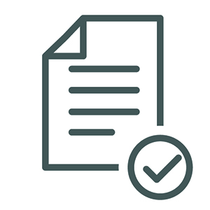 Icon of a document with a check mark illustrated in vector style.