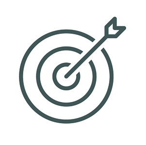 Icon of a bullseye target illustrated in vector style.