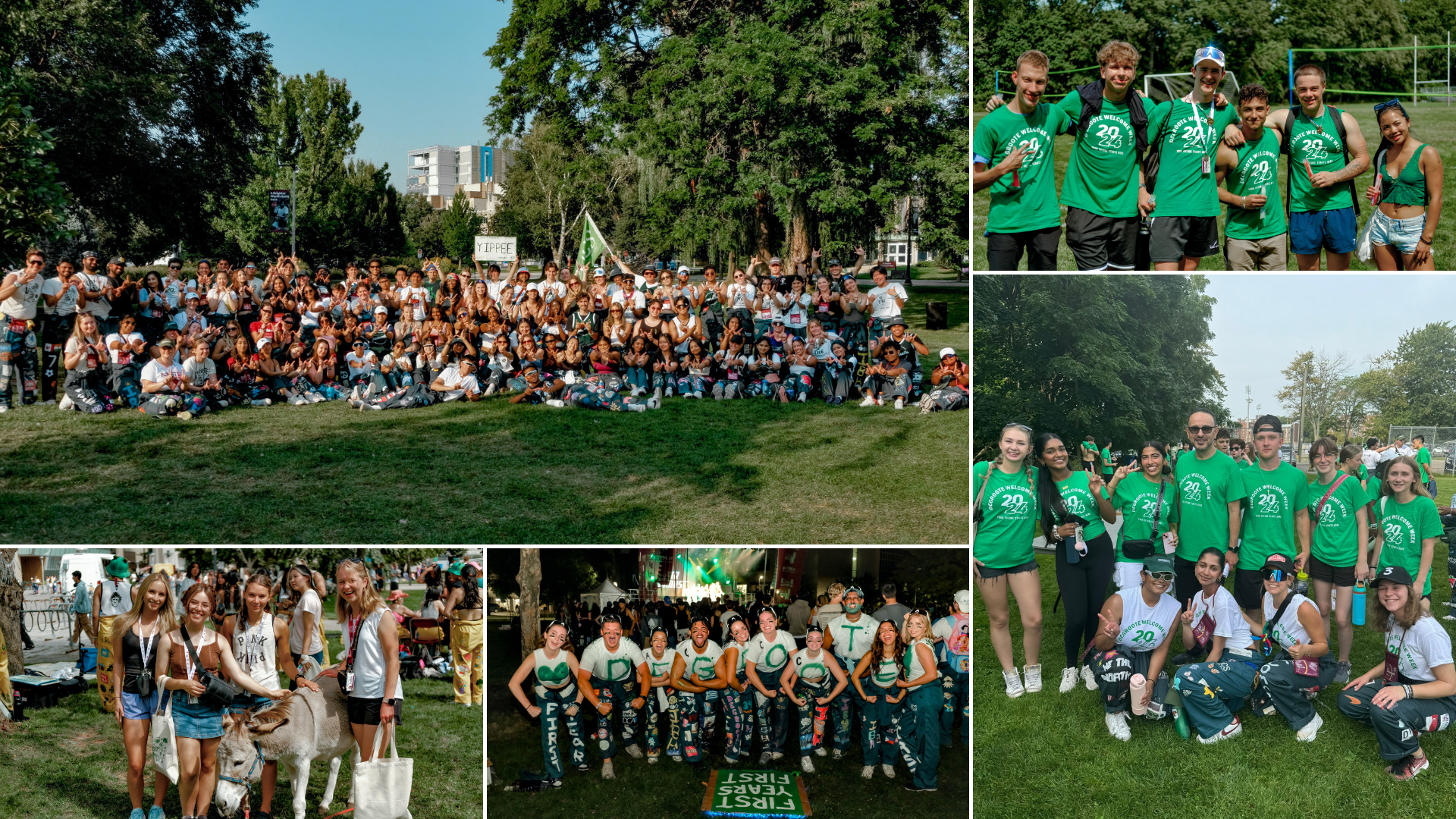 Collage of DeGroote first year students and Greensuits during Welcome Week.