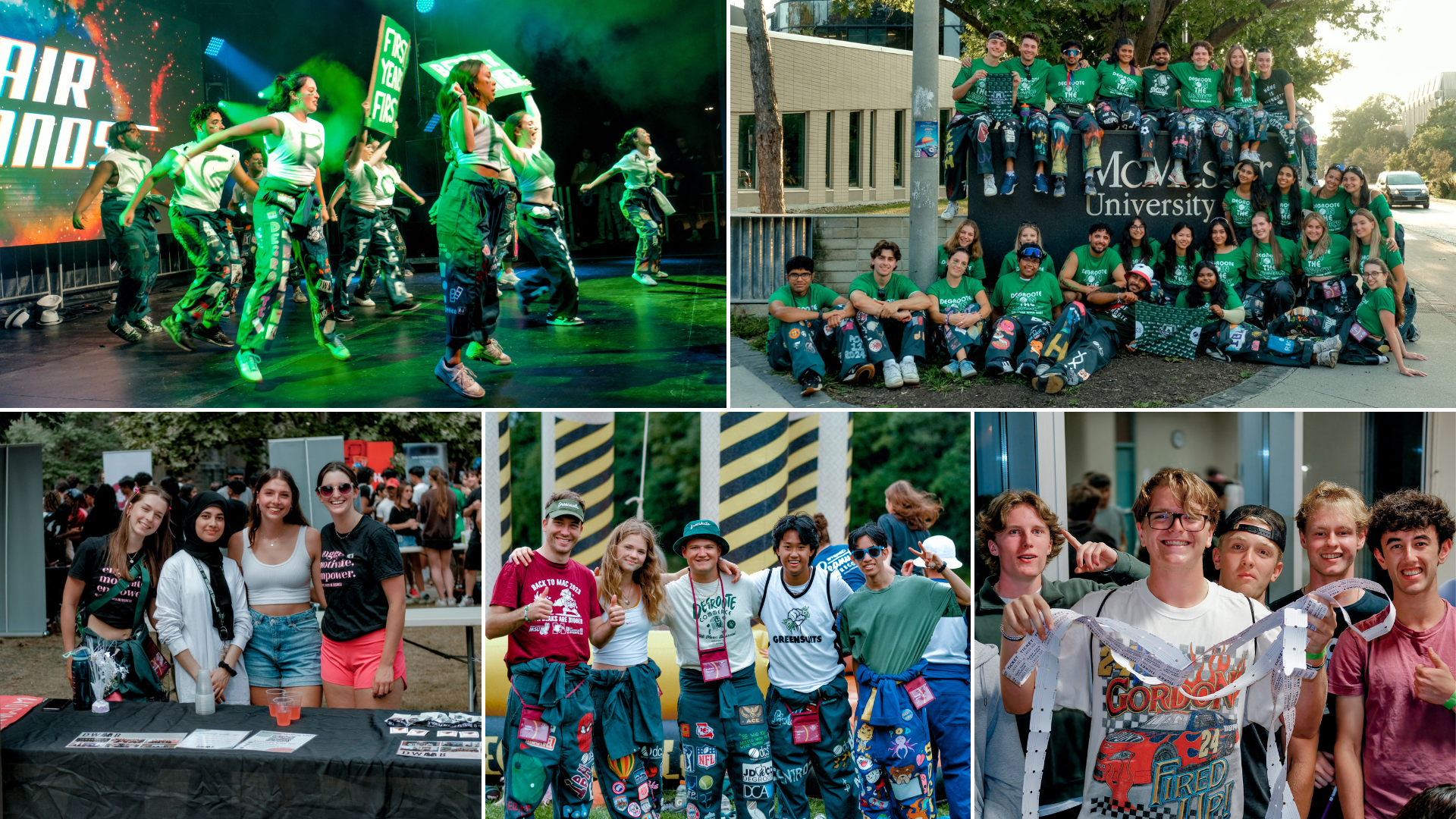 Collage of DeGroote first year students and Greensuits during Welcome Week.