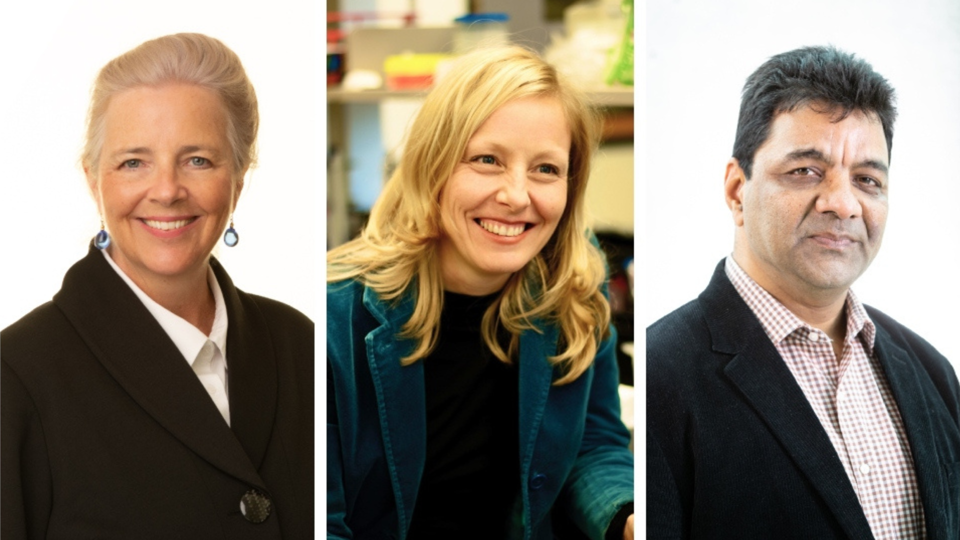 A group of three McMaster University faculty members, featuring Allison Williams, Deborah Sloboda, and Manish Verma, smiling.