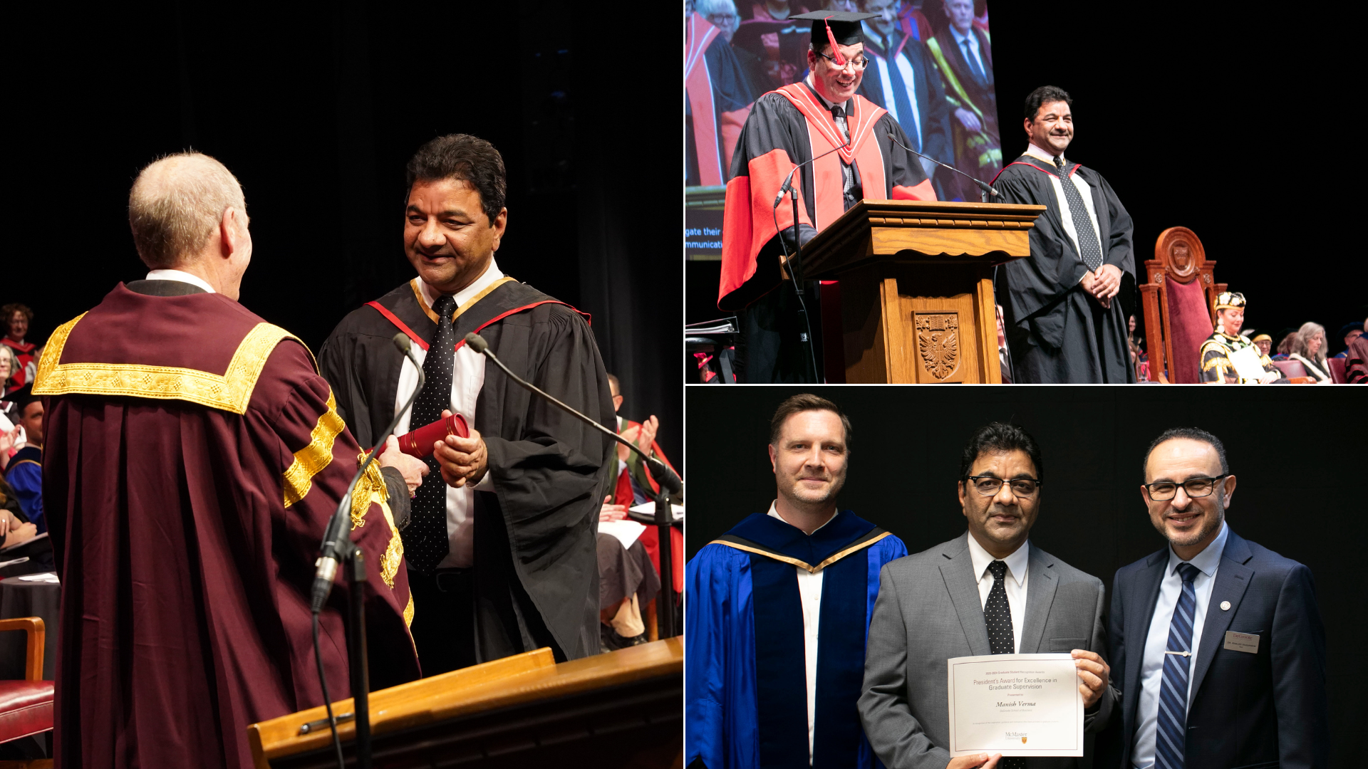 Manish Verma being presented with an award during Convocation ceremony