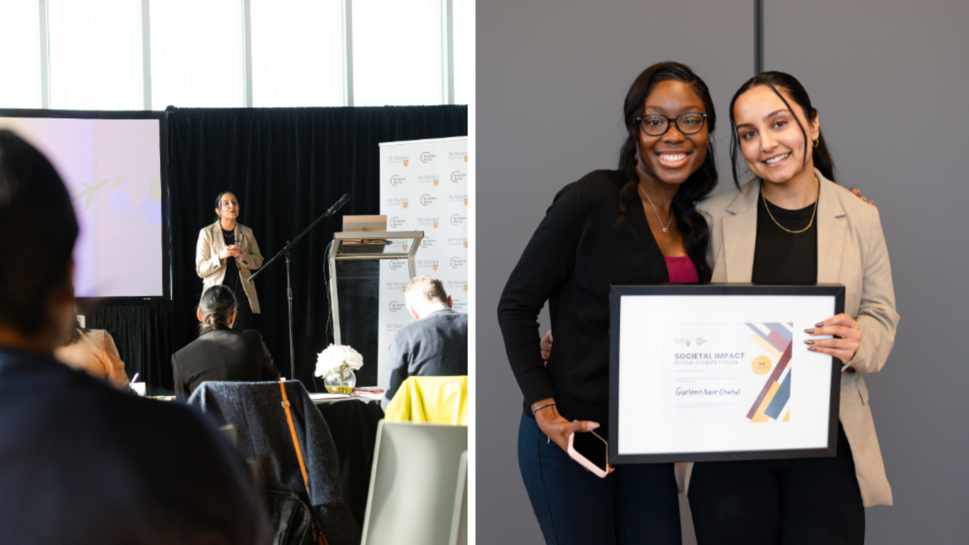 Gurleen Kaur Chahal and Tobi Mohammed with certificate